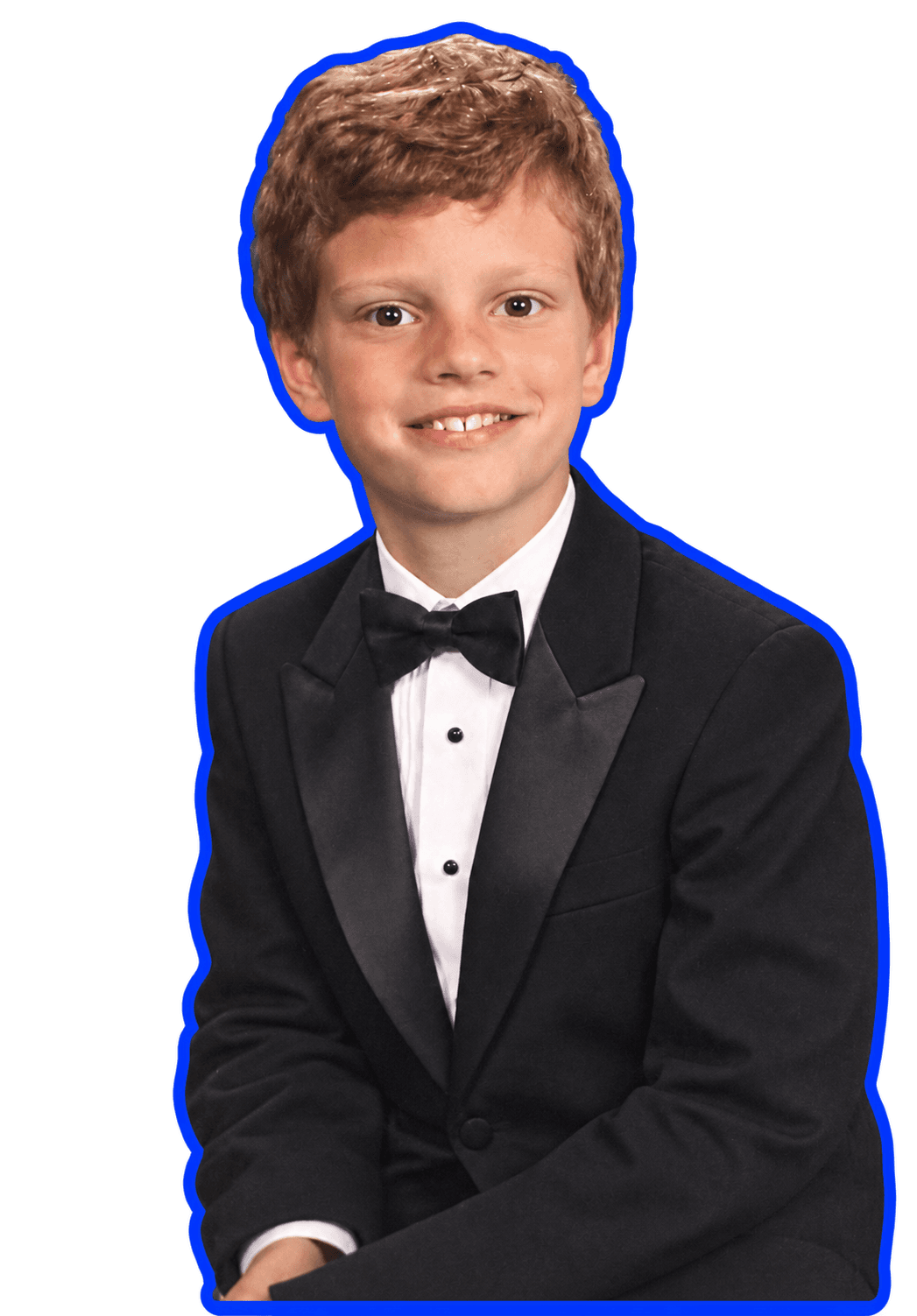 Mark as a child in a tuxedo
